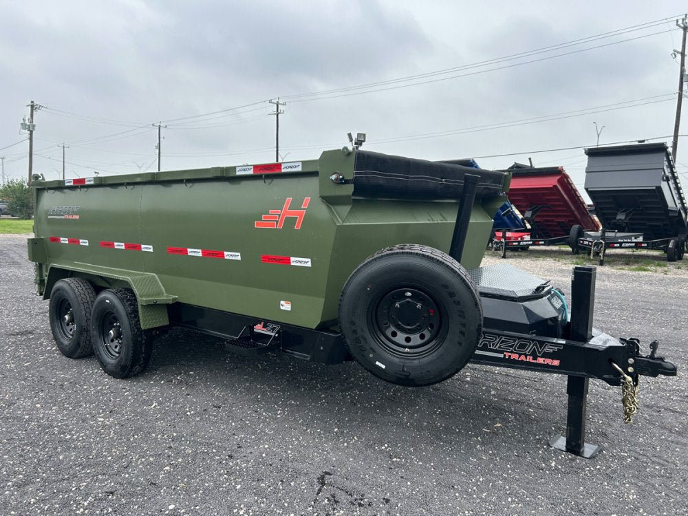 14' Horizon LZ7 Bumper Pull Dump Trailer 42" Side Walls Telescopic Lift Hydraulic Jacks - (2) 7k Axl 14681