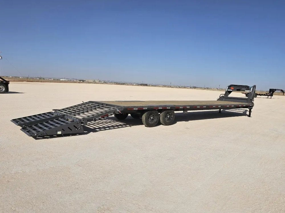 36' Horizon FTZ Gooseneck Hotshot Non-CDL Deckover Trailer Mega Ramps - (2) 7K Axles 16233