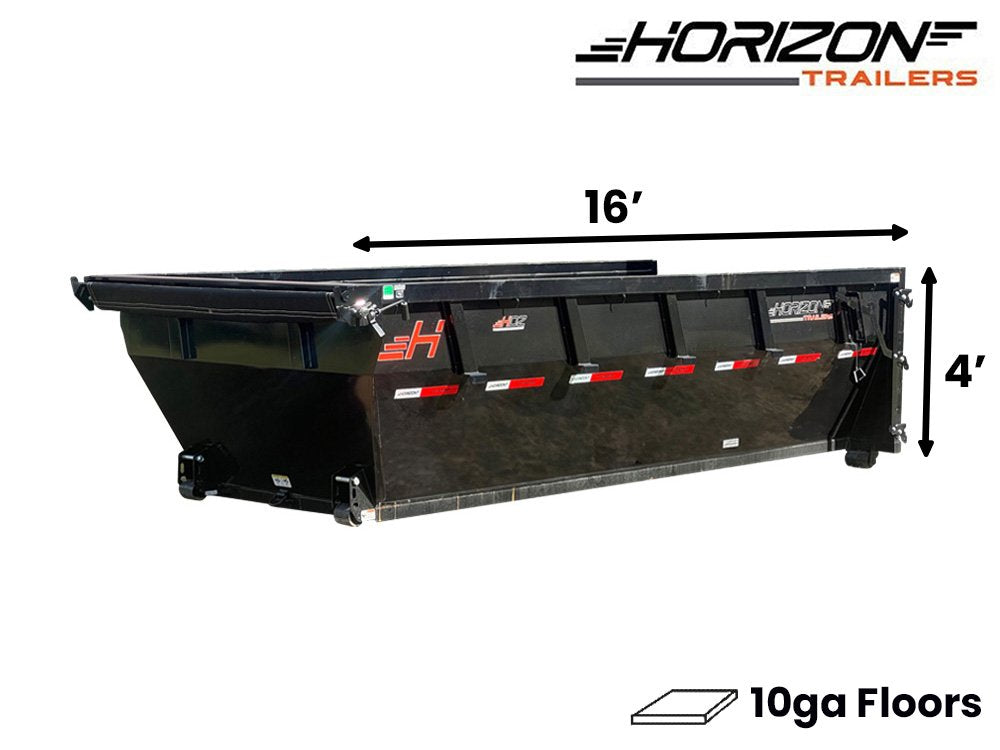 16' Horizon HDZ Roll Off Bin 4' Wall + Tarp 010858