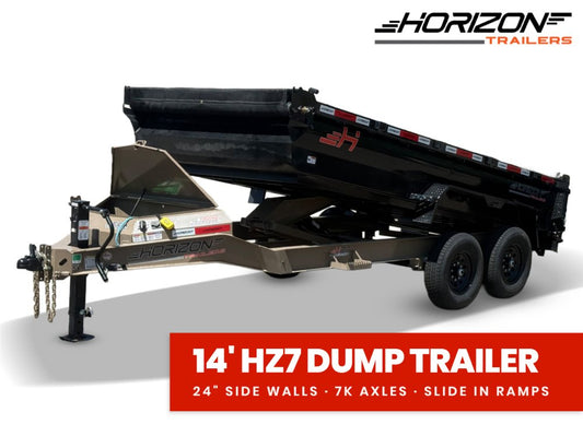 14' Horizon HZ7 Bumper Pull Dump Trailer 24" Side Walls - (2) 7K Axles 017844