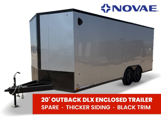 8.5 x 20 Outback DLX Flat Top V Nose Car Hauler (2) - 5200 lbs Axles F14622