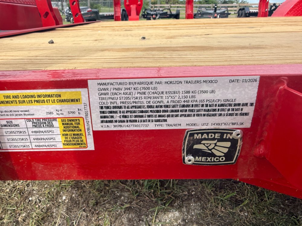 14' Horizon UTZ Bumper Pull Utility Trailer - (2) 3.5K Axles 17737