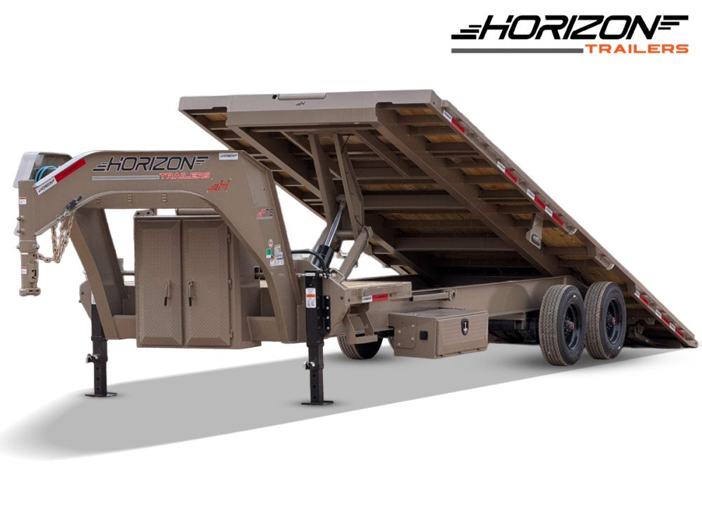 28' Horizon FTS Gooseneck Hydraulic Deckover Tilt Trailer - (2) 10K Axles 16542