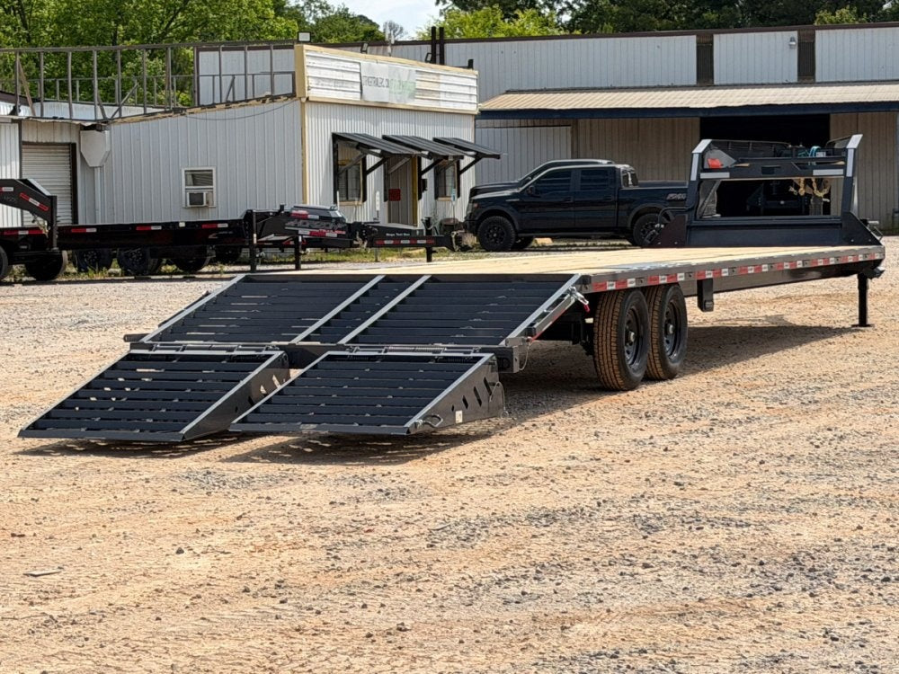 36' Horizon FTZ Gooseneck Hotshot Non-CDL Deckover Trailer Mega Ramps - (2) 7k Axles 16234