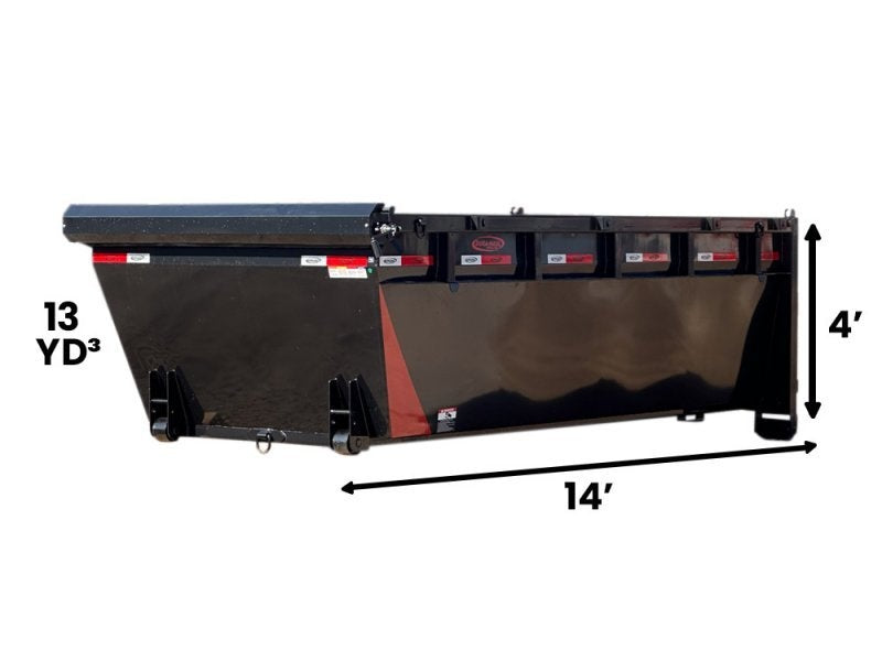 14' DH Roll Off Bin 4' Walls - Black - #8900-22 - Roll Off Bin - RO 14x4 Bin - TrailerSwap