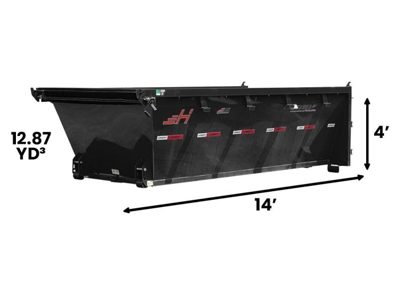 14' EDZ Roll Off Bin 4' Walls - Black - #EDZ0006961 - Roll Off Bin - RO 14x4 Bin - TrailerSwap