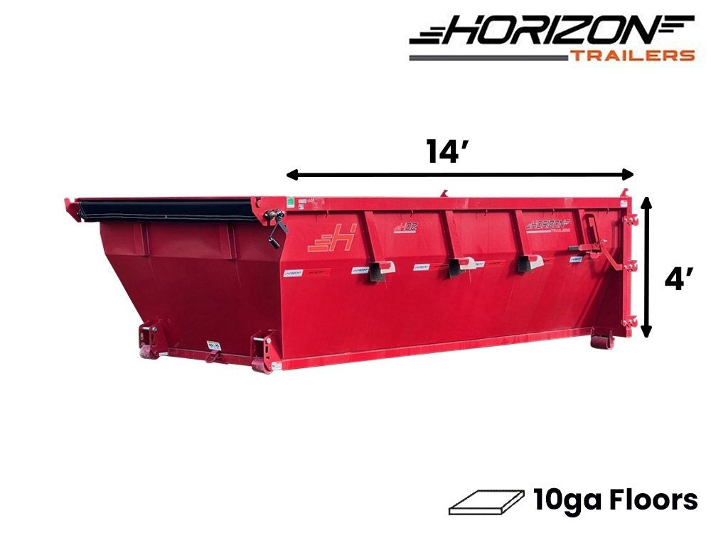 14' HDZ Roll Off Bin 4' Wall + Tarp - Roll Off Bin - RO 14x4 Bin - TrailerSwap