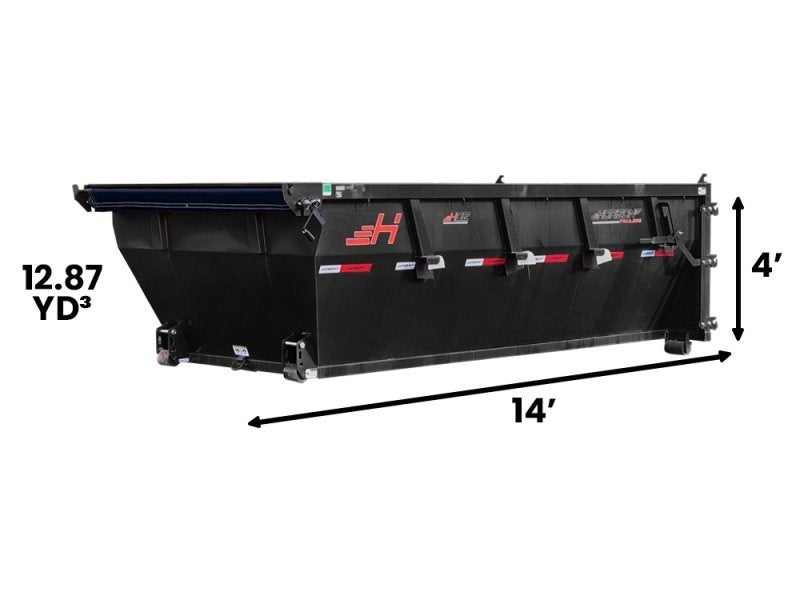 14' HDZ Roll Off Bin 4' Walls - Black - #HDZ0006358 - Roll Off Bin - RO 14x4 Bin - TrailerSwap