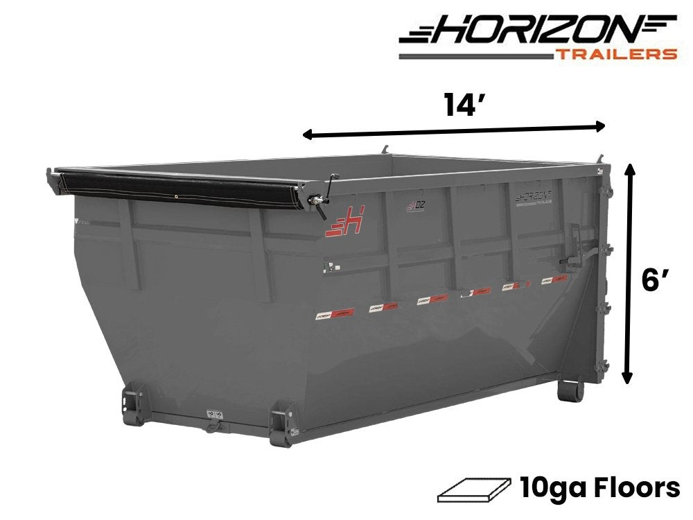 14' HDZ Roll Off Bin 6' Wall + Tarp - Roll Off Bin - RO 14x6 Bin - TrailerSwap