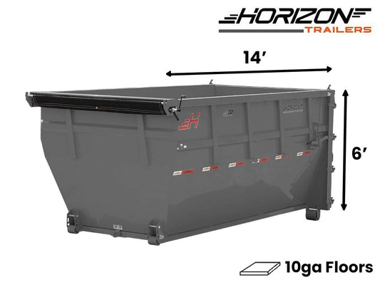 14' HDZ Roll Off Bin 6' Wall + Tarp - Roll Off Bin - RO 14x6 Bin - TrailerSwap