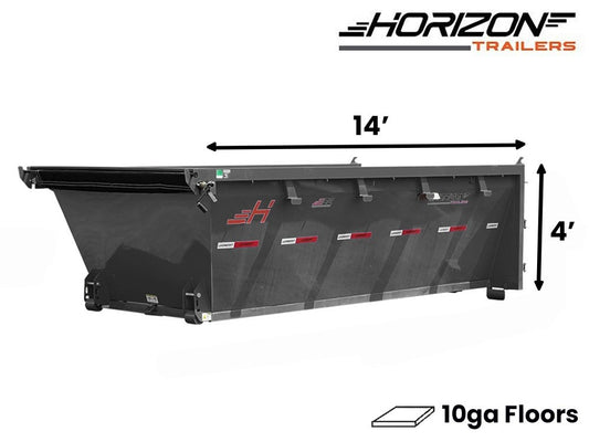 14' Horizon EDZ Roll Off Bin 4' Wall + Tarp - Roll Off Bin - RO 14x4 Bin - TrailerSwap