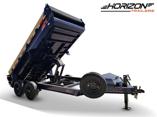 14' Horizon EZ7 Bumper Pull Dump Trailer 19" Sides - (2) 7K Axles - Bumper Pull Dump - TrailerSwap