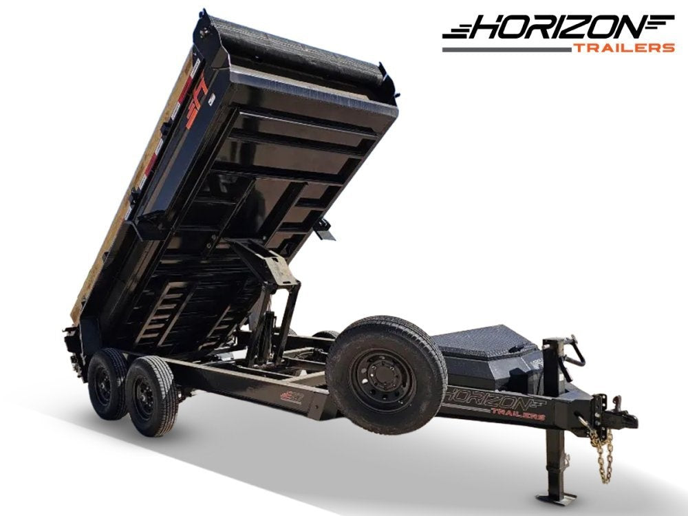 14' Horizon EZ7 Bumper Pull Dump Trailer 19" Sides - (2) 7K Axles - Bumper Pull Dump - TrailerSwap