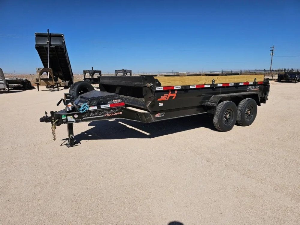 14' Horizon EZ7 Bumper Pull Dump Trailer 19" Sides - (2) 7K Axles - Bumper Pull Dump - TrailerSwap