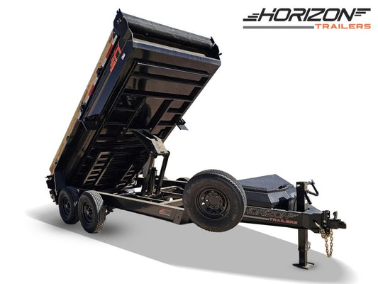 14' Horizon EZ7 Bumper Pull Dump Trailer 19" Sides - (2) 7K Axles - Bumper Pull Dump - TrailerSwap