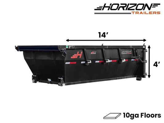 14' Horizon HDZ Roll Off Bin 4' Wall + Tarp - Roll Off Bin - RO 14x4 Bin - TrailerSwap