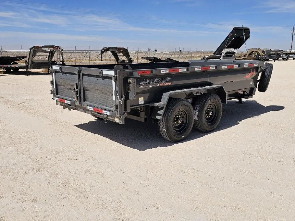 14' Horizon HZ7 Bumper Pull Dump Trailer 24" Side Walls - (2) 7K Axles - Bumper Pull Dump - TrailerSwap