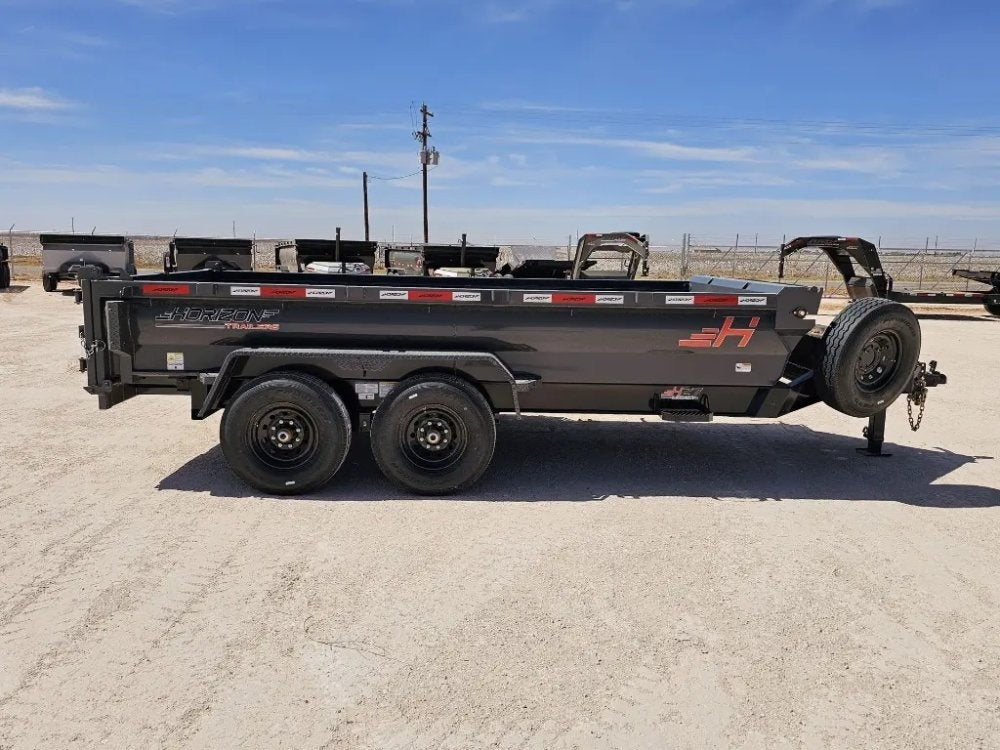 14' Horizon HZ7 Bumper Pull Dump Trailer 24" Side Walls - (2) 7K Axles - Bumper Pull Dump - TrailerSwap
