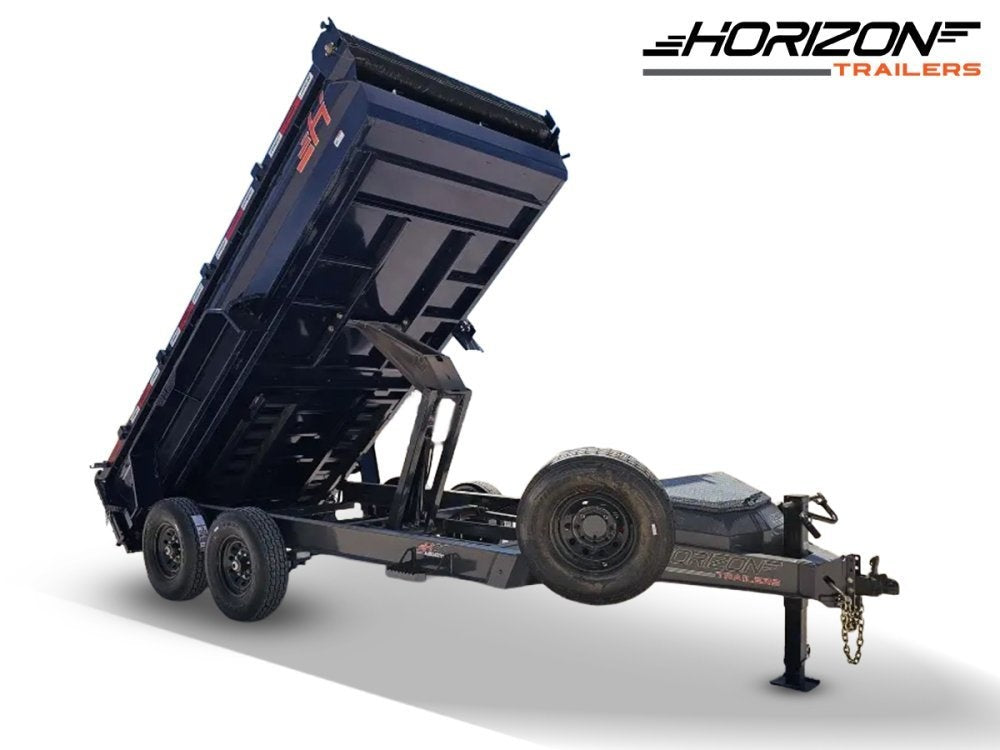 14' Horizon HZ7 Bumper Pull Dump Trailer 24" Side Walls - (2) 7K Axles - Bumper Pull Dump - TrailerSwap