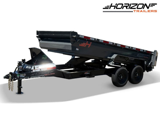 14' Horizon HZ7 Bumper Pull Dump Trailer 24" Side Walls - (2) 7K Axles - Bumper Pull Dump - TrailerSwap