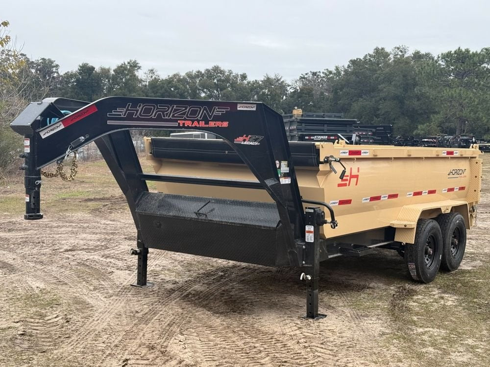 14' HZ7 GN Dump 36" Sides - 8K Axles - 620 Scissor - 14 ply Tires - 2 Speed Jack - Gooseneck Dump - Dump Trailers - TrailerSwap