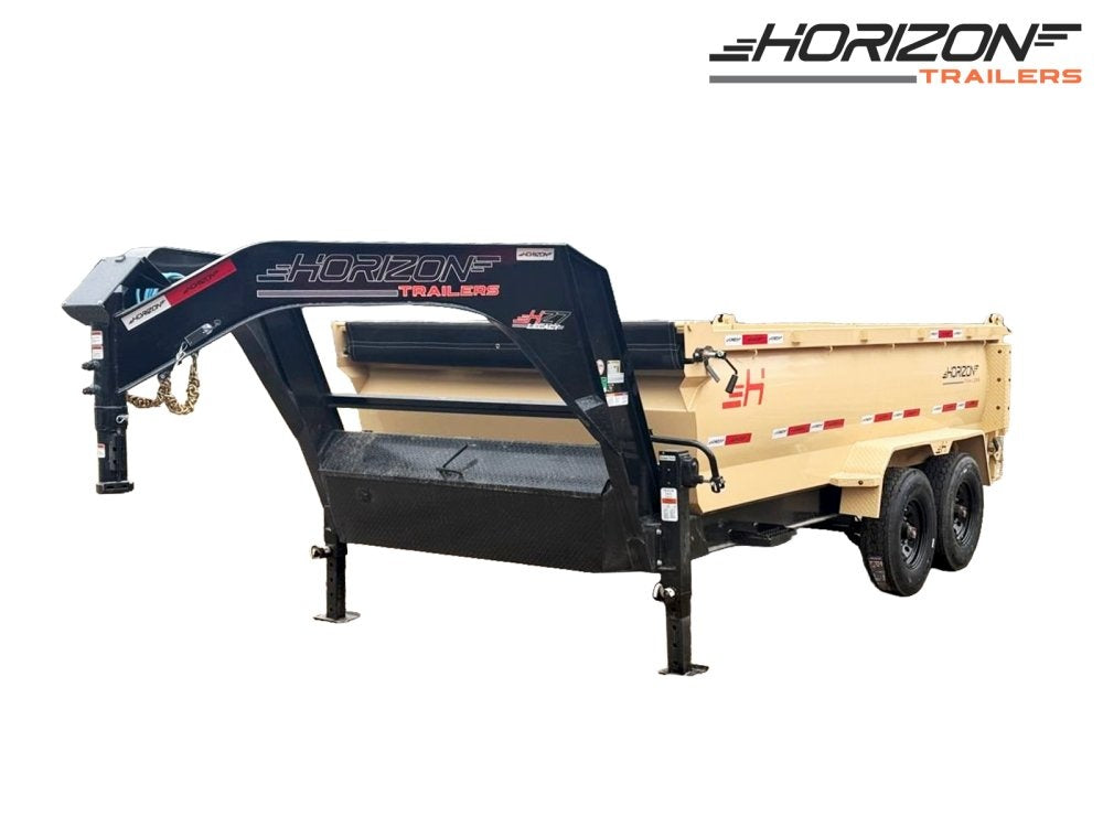 14' HZ7 GN Dump 36" Sides - 8K Axles - 620 Scissor - 14 ply Tires - 2 Speed Jack - Gooseneck Dump - Dump Trailers - TrailerSwap