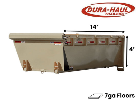14' Roll Off Bin - 4' Side Wall - 7 Gauge Floor - Roll Off Bin - RO 14x4 Bin - TrailerSwap