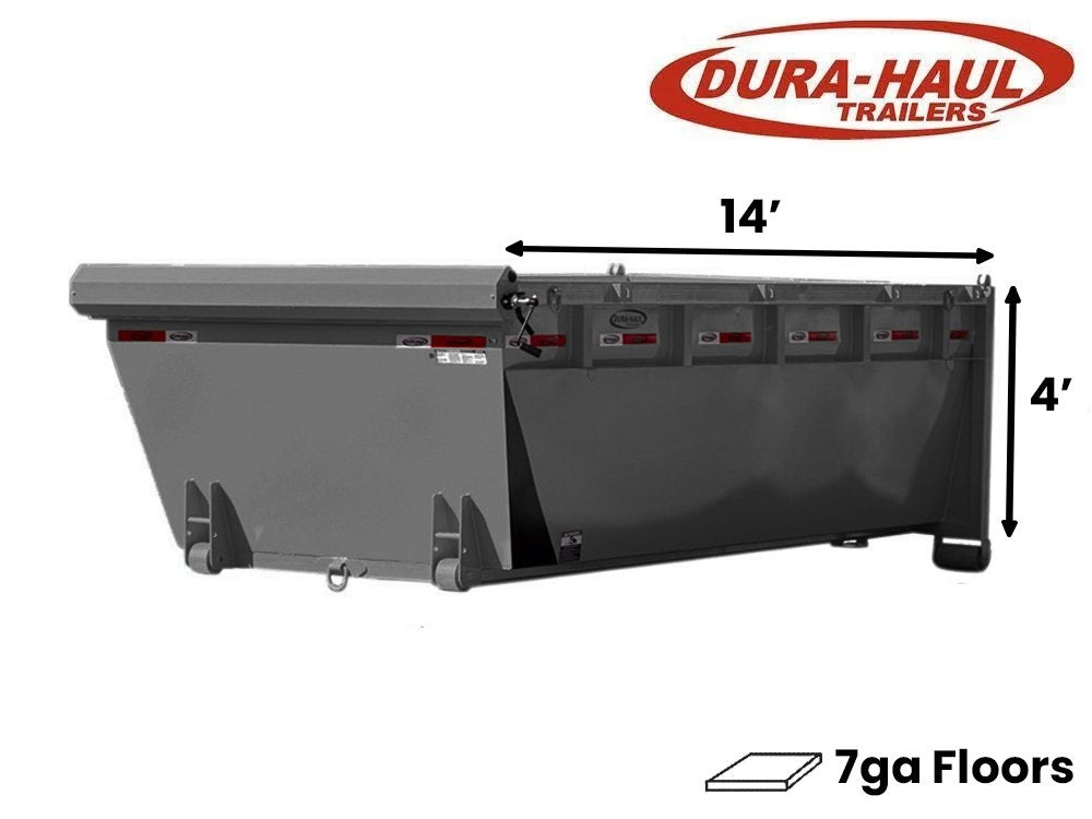 14' Roll Off Bin - 4' Side Wall - 7 Gauge Floor - Roll Off Bin - RO 14x4 Bin - TrailerSwap