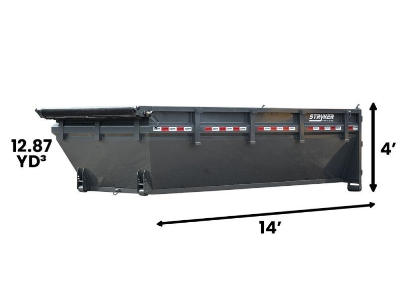 14' Stryker Roll Off Bin - 4' Side Walls - Roll Off Bin - RO 14x4 Bin - TrailerSwap