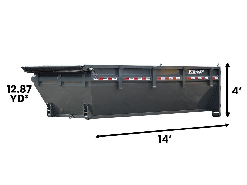 14' Stryker Roll Off Bin - 4' Side Walls - Roll Off Bin - RO 14x4 Bin - TrailerSwap