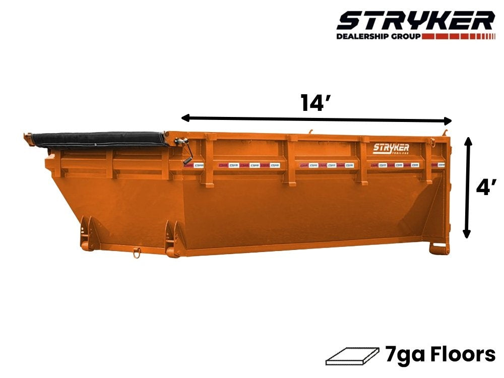 14' Stryker Roll Off Bin - 4' Side Walls - Roll Off Bin - RO 14x4 Bin - TrailerSwap