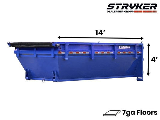 14' Stryker Roll Off Bin - 4' Side Walls - Roll Off Bin - RO 14x4 Bin - TrailerSwap