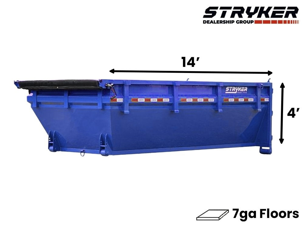 14' Stryker Roll Off Bin - 4' Side Walls - Roll Off Bin - RO 14x4 Bin - TrailerSwap