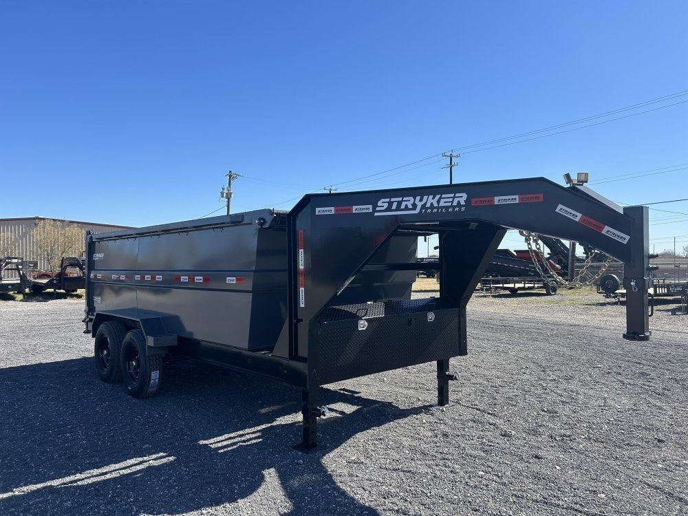 14' Stryker SDT Gooseneck Dump Trailer 48" Side Walls - (2) 7k Axles - Gooseneck Dump - Dump Trailers - TrailerSwap