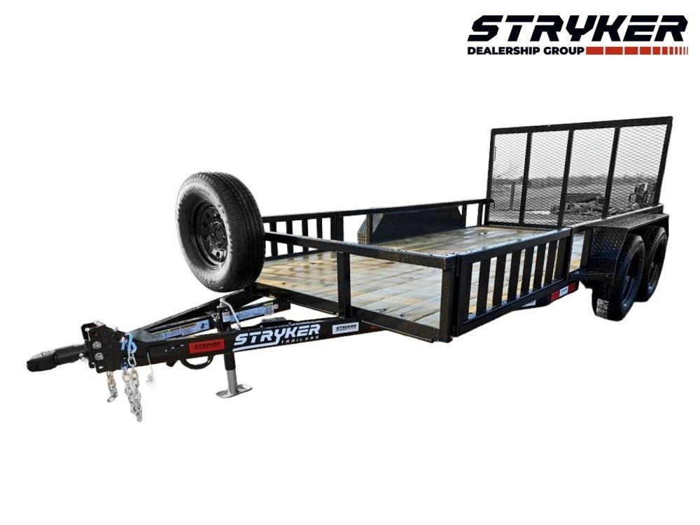 14' Utility Trailer (2) 3.5K Axles, 77" Wide, Side Ramps and 4' Gate - Utility & SXS - TrailerSwap