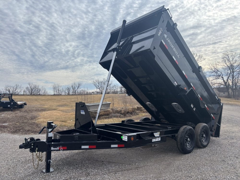 14' x 83" Iron Bull DTB Bumper Pull Dump Trailer 48" Side Walls - (2) 7,000 lb Axles, Telescopic - Bumper Pull Dump - Dump Trailers - TrailerSwap