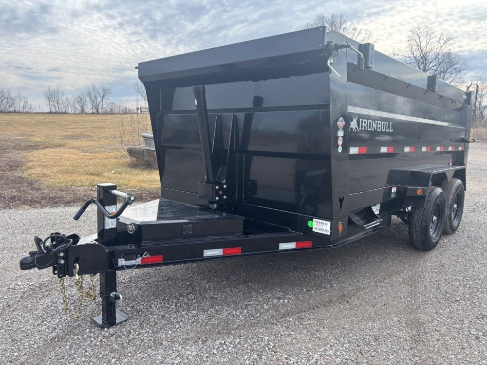 14' x 83" Iron Bull DTB Bumper Pull Dump Trailer 48" Side Walls - (2) 7,000 lb Axles, Telescopic - Bumper Pull Dump - Dump Trailers - TrailerSwap