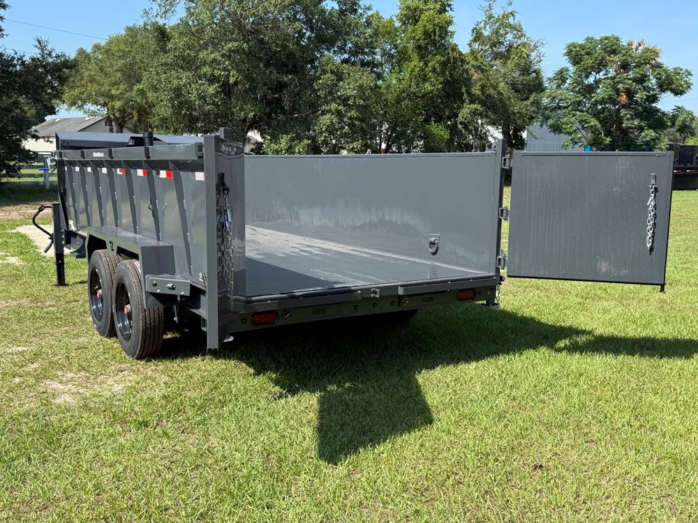 16' DT GN Dump 36" Sides - 8K Axles - Telescopic Lift - Gooseneck Dump - Dump Trailers - TrailerSwap