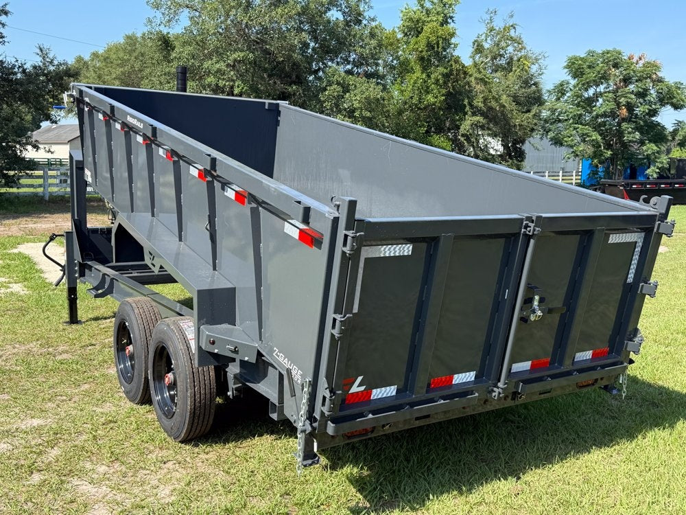 16' DT GN Dump 36" Sides - 8K Axles - Telescopic Lift - Gooseneck Dump - Dump Trailers - TrailerSwap