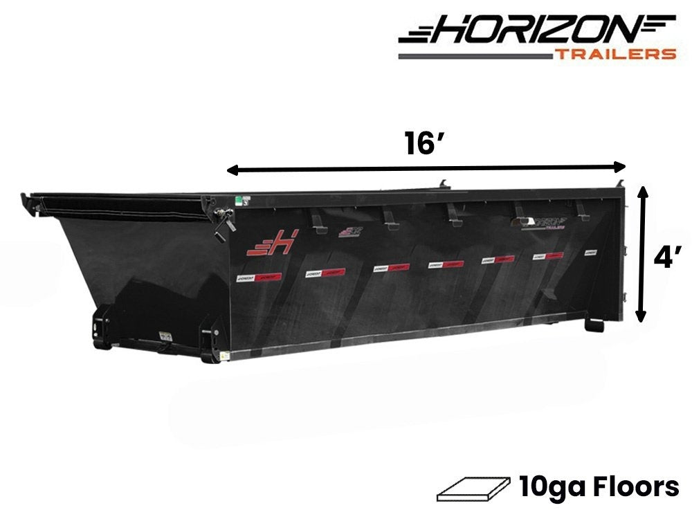 16' Horizon EDZ Roll Off Bin 4' Wall + Tarp - Roll Off Bin - RO 16x4 Bin - TrailerSwap