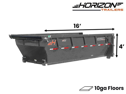 16' Horizon HDZ Roll Off Bin 4' Wall + Tarp - Roll Off Bin - RO 16x4 Bin - TrailerSwap