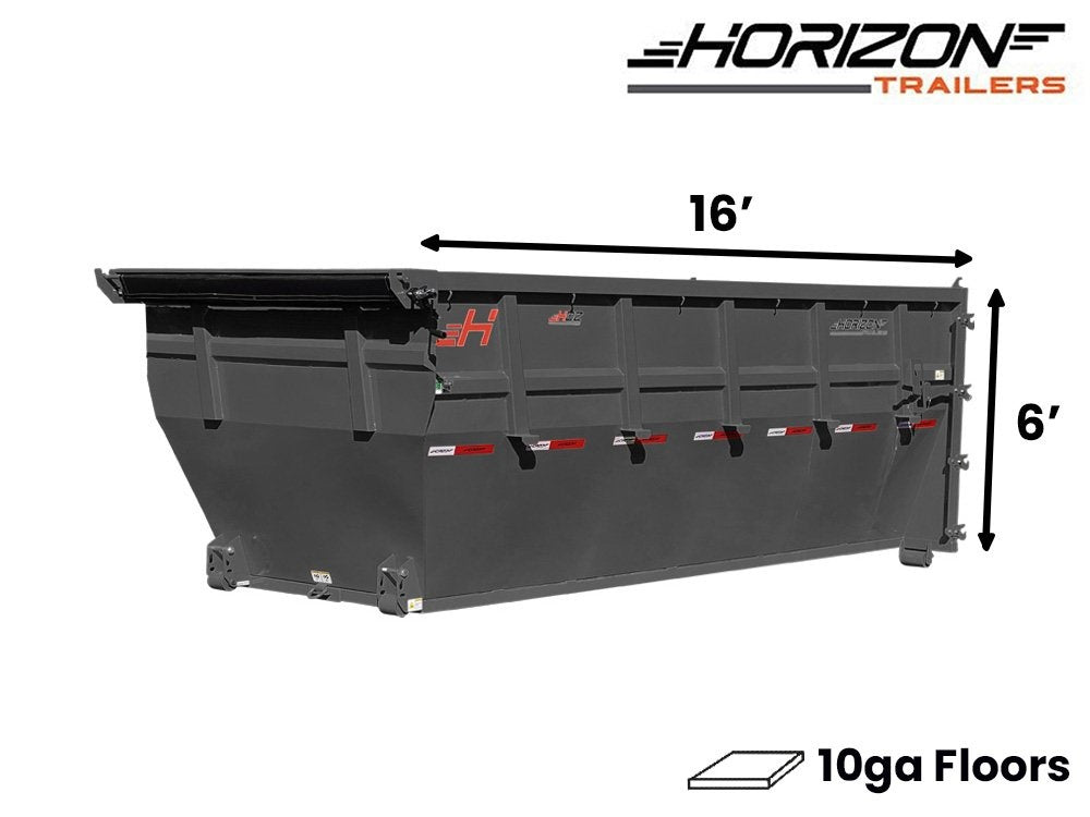 16' Horizon HDZ Roll Off Bin 6' Wall + Tarp - Roll Off Bin - RO 16x6 Bin - TrailerSwap