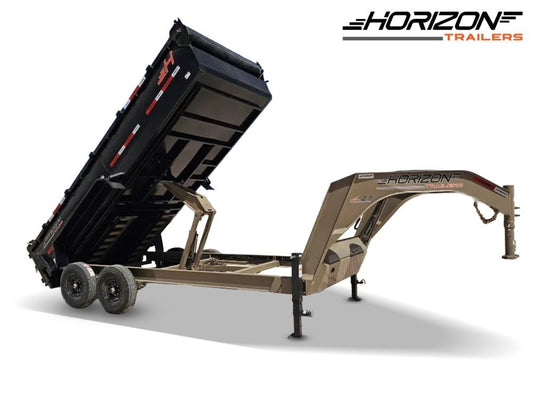 16' Horizon LZ7 Gooseneck Dump Trailer 30" Side Walls - (2) 7K Axles - Gooseneck Dump - TrailerSwap
