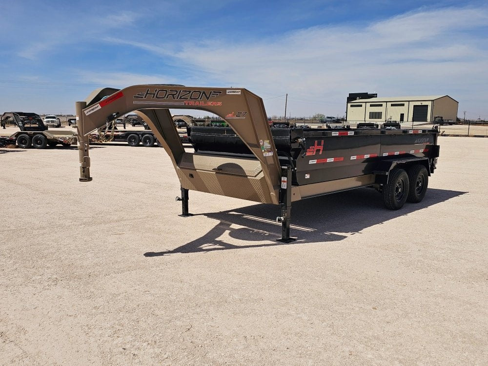 16' Horizon LZ7 Gooseneck Dump Trailer 30" Side Walls - (2) 7K Axles - Gooseneck Dump - TrailerSwap