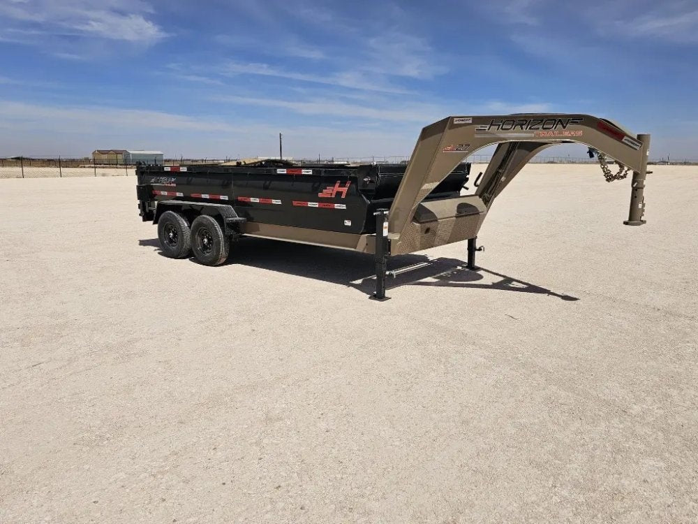 16' Horizon LZ7 Gooseneck Dump Trailer 30" Side Walls - (2) 7K Axles - Gooseneck Dump - TrailerSwap