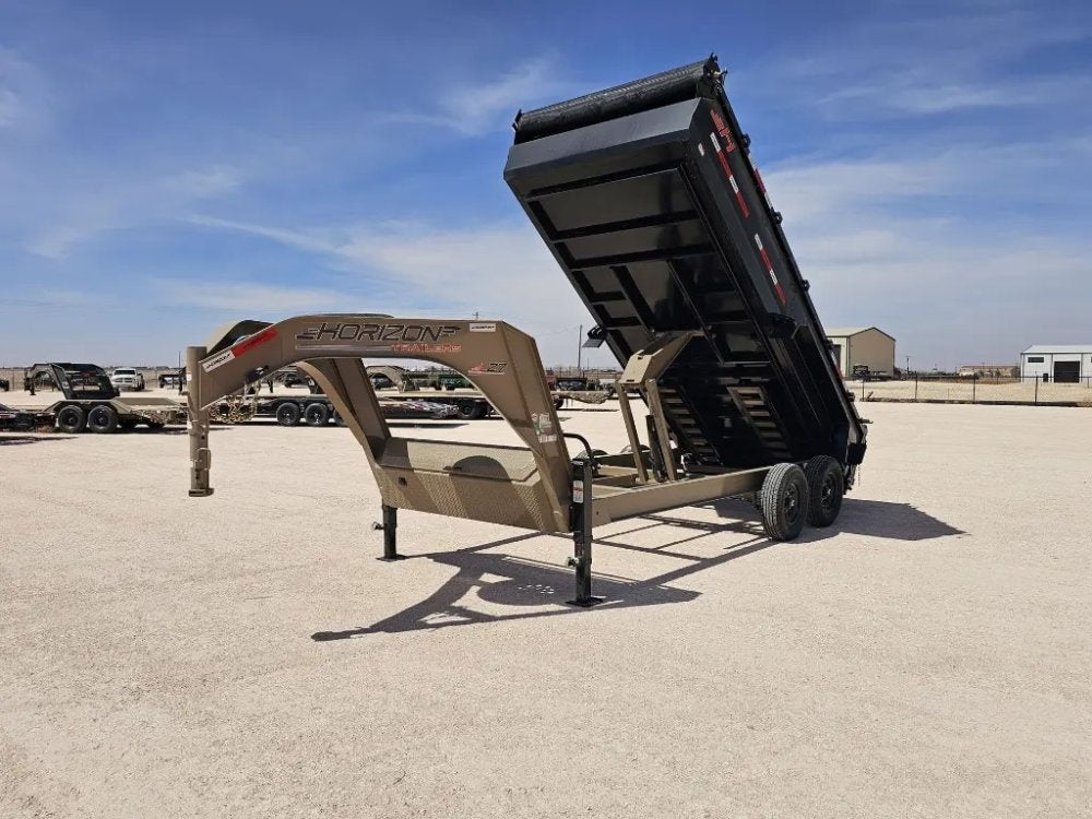 16' Horizon LZ7 Gooseneck Dump Trailer 30" Side Walls - (2) 7K Axles - Gooseneck Dump - TrailerSwap
