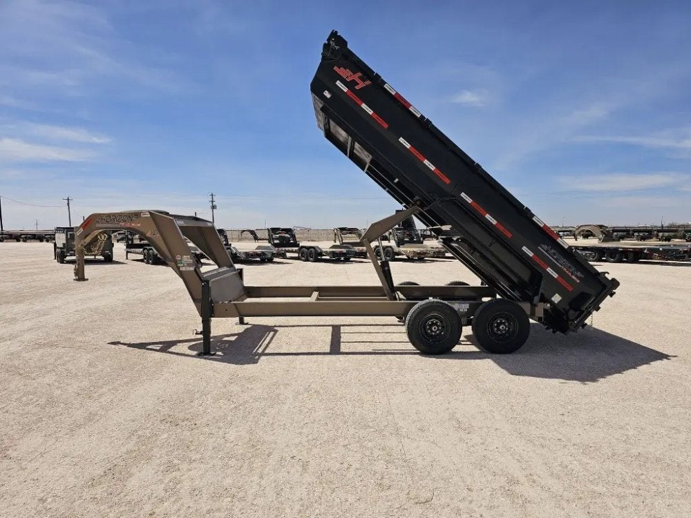 16' Horizon LZ7 Gooseneck Dump Trailer 30" Side Walls - (2) 7K Axles - Gooseneck Dump - TrailerSwap