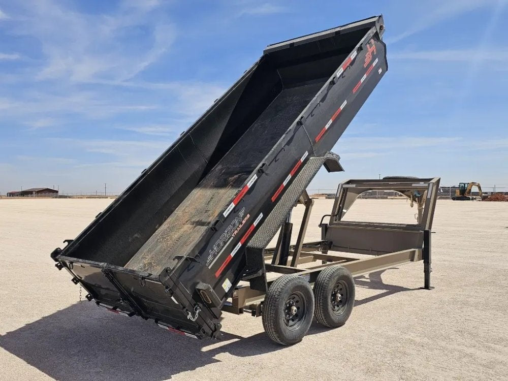 16' Horizon LZ7 Gooseneck Dump Trailer 30" Side Walls - (2) 7K Axles - Gooseneck Dump - TrailerSwap