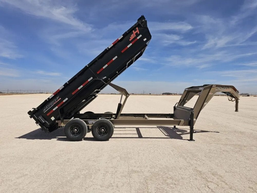 16' Horizon LZ7 Gooseneck Dump Trailer 30" Side Walls - (2) 7K Axles - Gooseneck Dump - TrailerSwap
