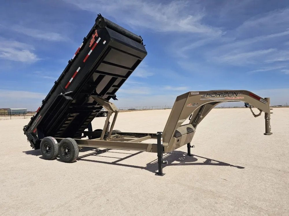 16' Horizon LZ7 Gooseneck Dump Trailer 30" Side Walls - (2) 7K Axles - Gooseneck Dump - TrailerSwap